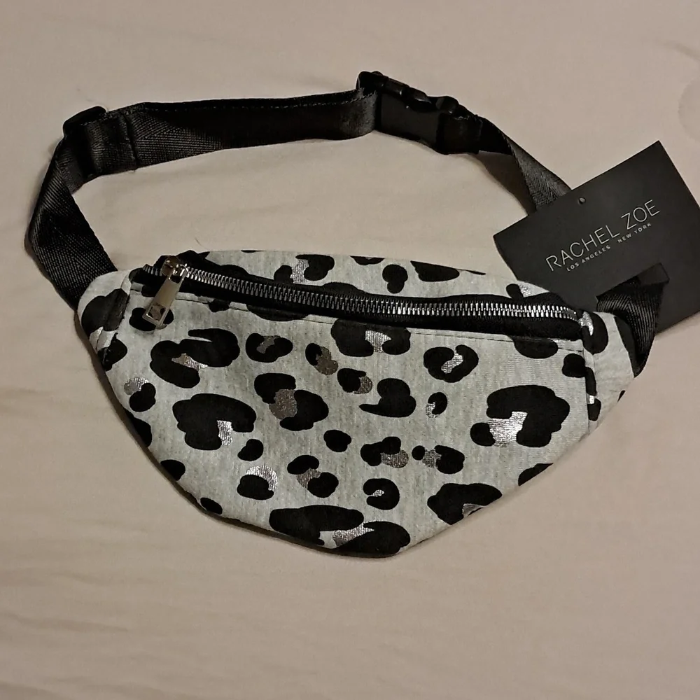 Rachel Zoe Sling/Crossbody Bag Fanny Pack Animal Print Metallic Silver